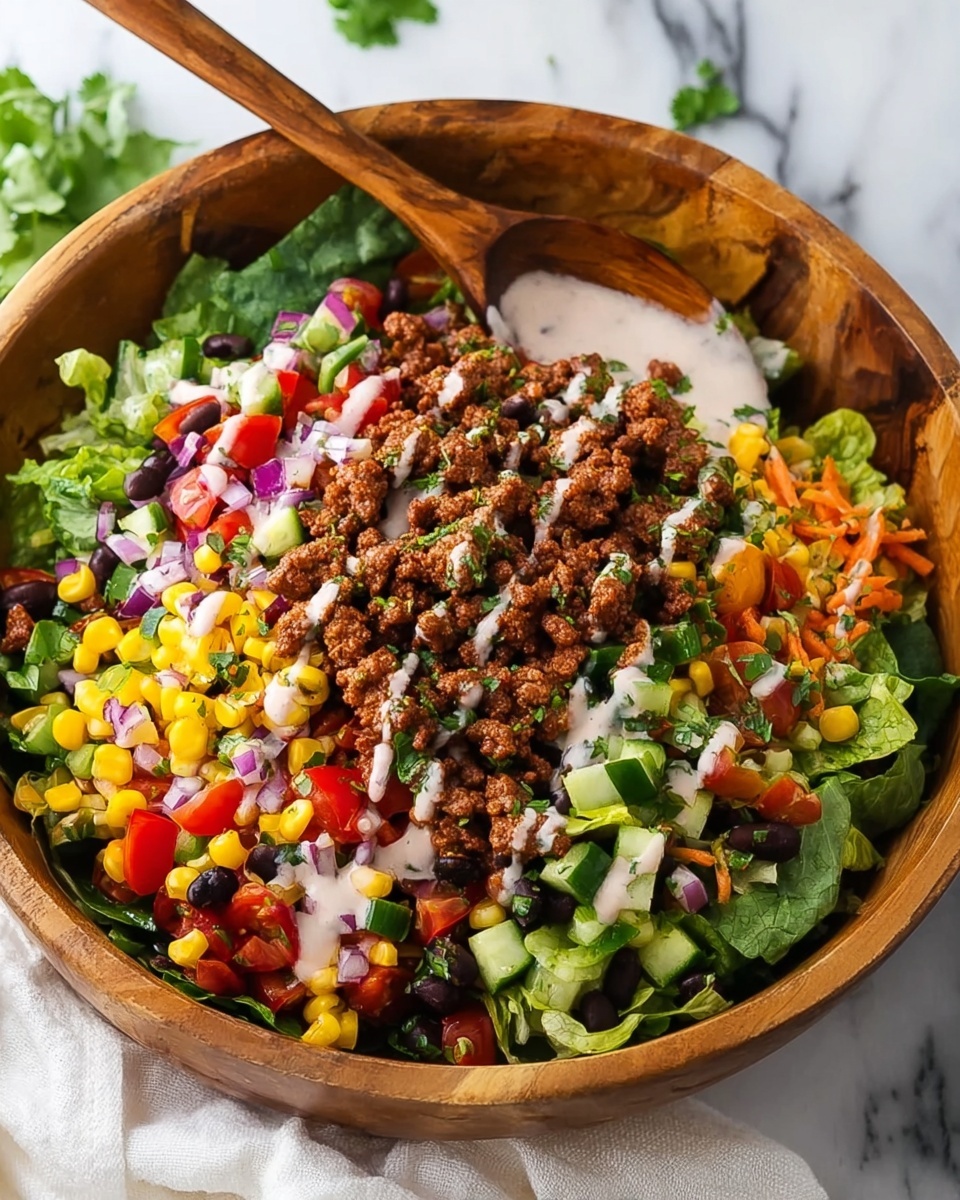 Ground Beef Salad with Lettuce, Cherry Tomatoes, and Avocado Recipe - Recipe Image