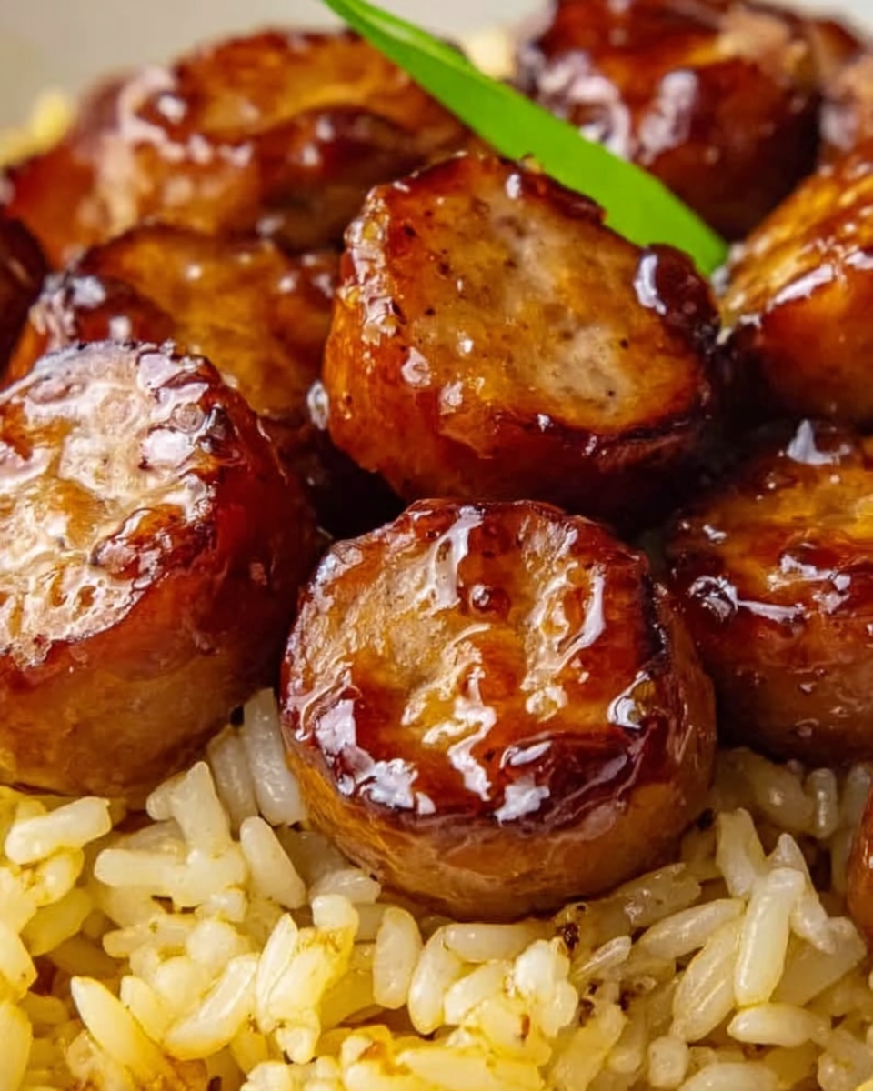 One-Pan Sweet & Tangy BBQ Sausage Rice Recipe - Recipe Image