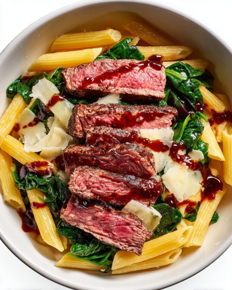 Steak Pasta with Creamy Garlic Sauce Recipe