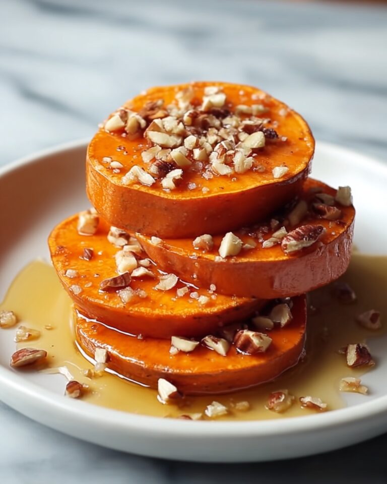Sticky Maple Sweet Potato Stacks with Garlic & Almond Butter Recipe