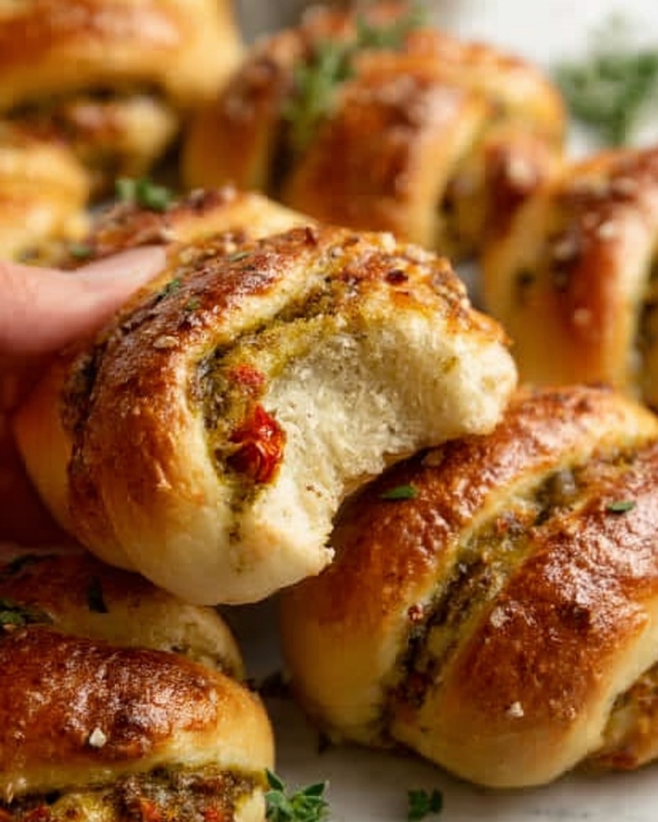 Festive Pesto Crescent Rolls with Cheesy Topping Recipe - Recipe Image