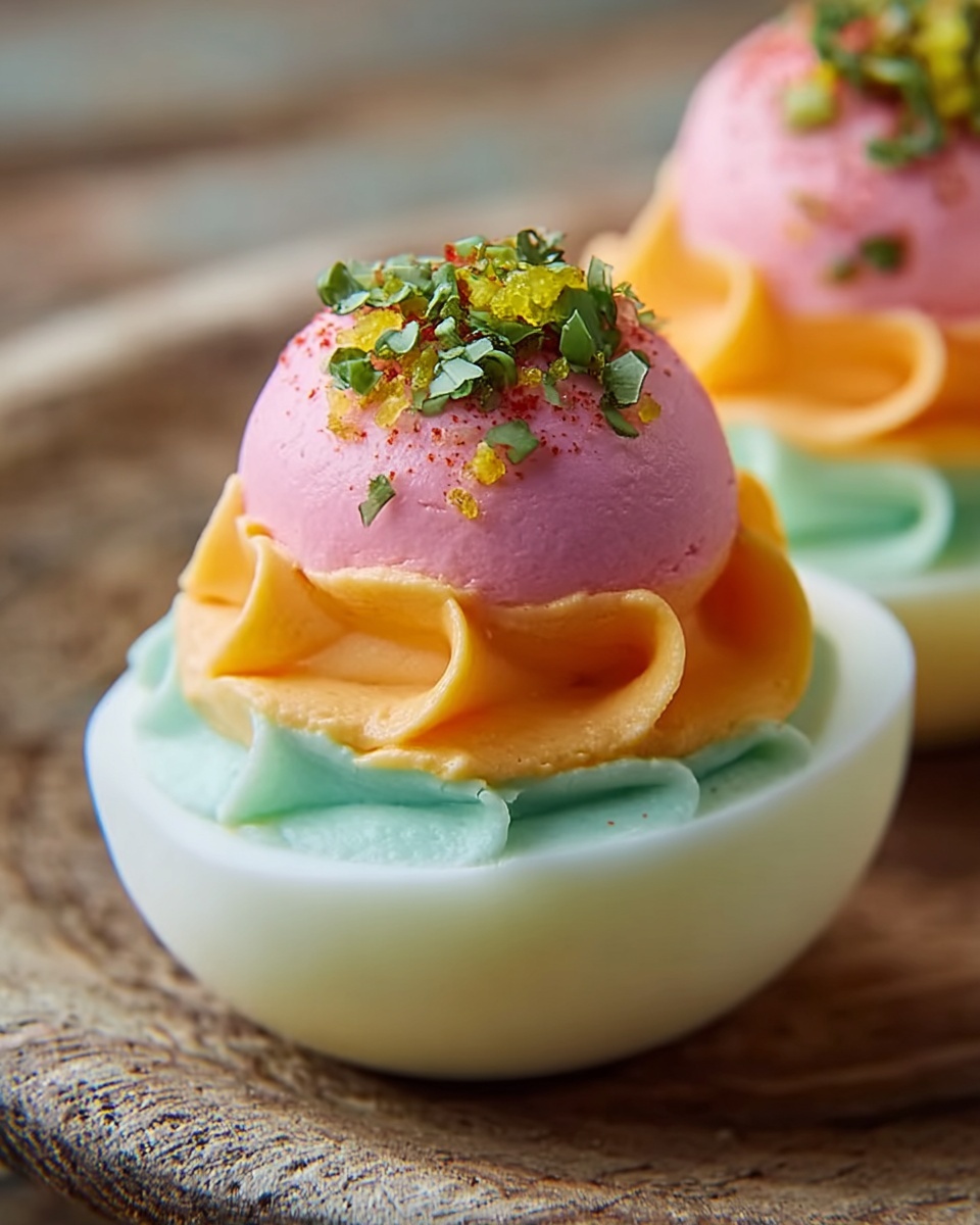 Easter Deviled Eggs with Pastel Coloring Recipe - Recipe Image