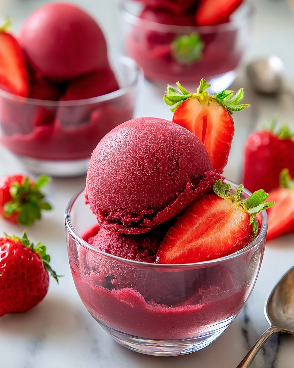 Homemade Strawberry Sorbet Recipe - Recipe Image