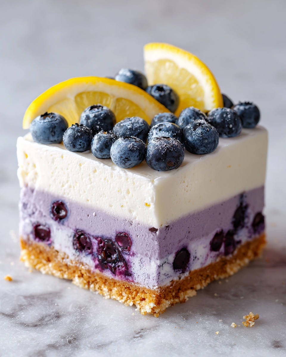 Lemon Blueberry Shortbread Mousse Cake Recipe - Recipe Image