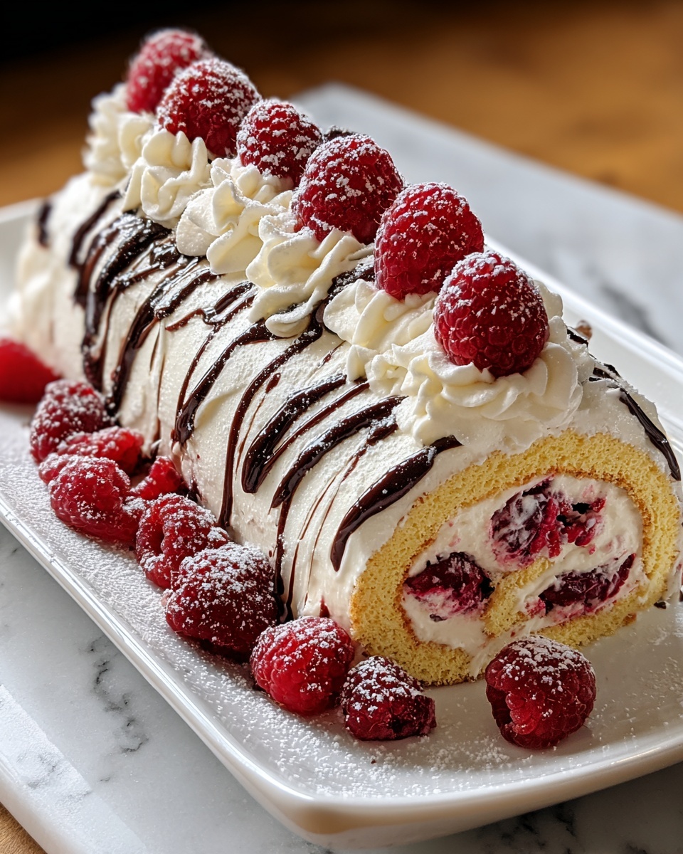 Raspberry White Chocolate Cake Roll Recipe - Recipe Image