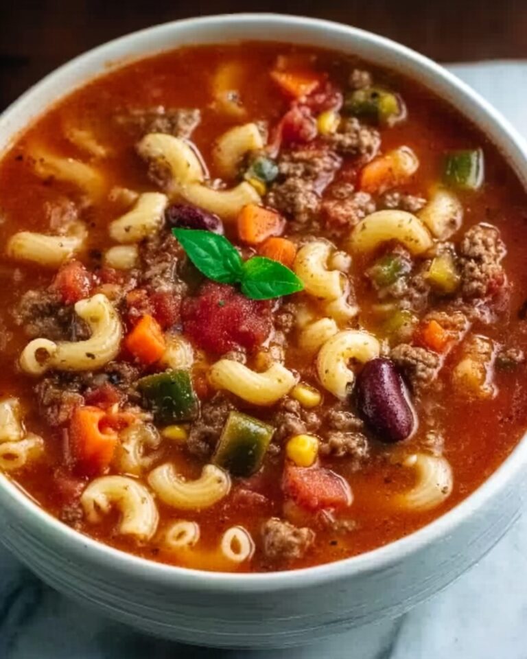 Beef & Tomato Macaroni Soup Recipe