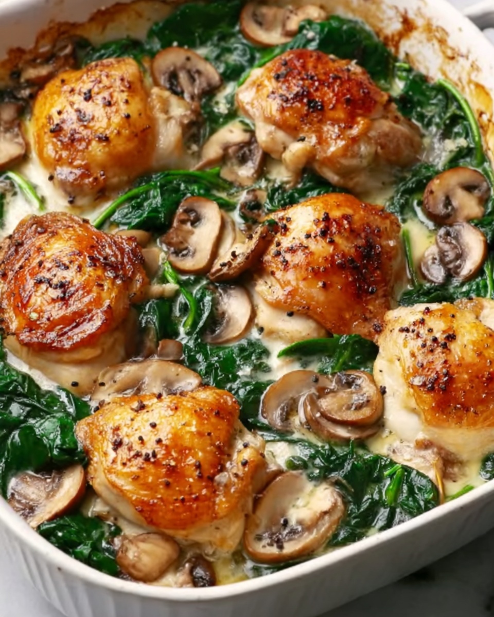 Chicken, Spinach, and Mushroom Low-Carb Oven Bake Recipe - Recipe Image