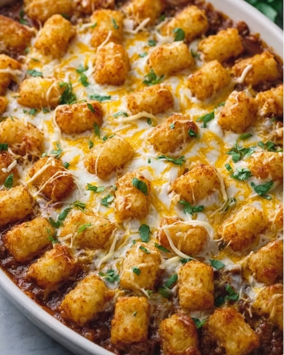 Crispy Tot Chili Casserole Recipe - Recipe Image
