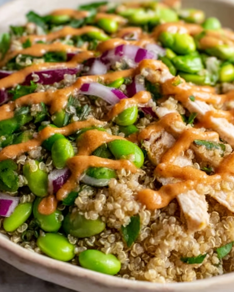 Quinoa Edamame Salad With Creamy Peanut Dressing Recipe - Recipe Image