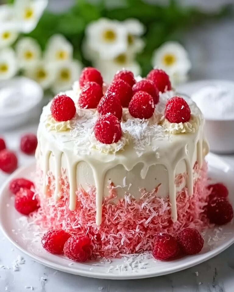 Raspberry Coconut Snowball Cake Recipe