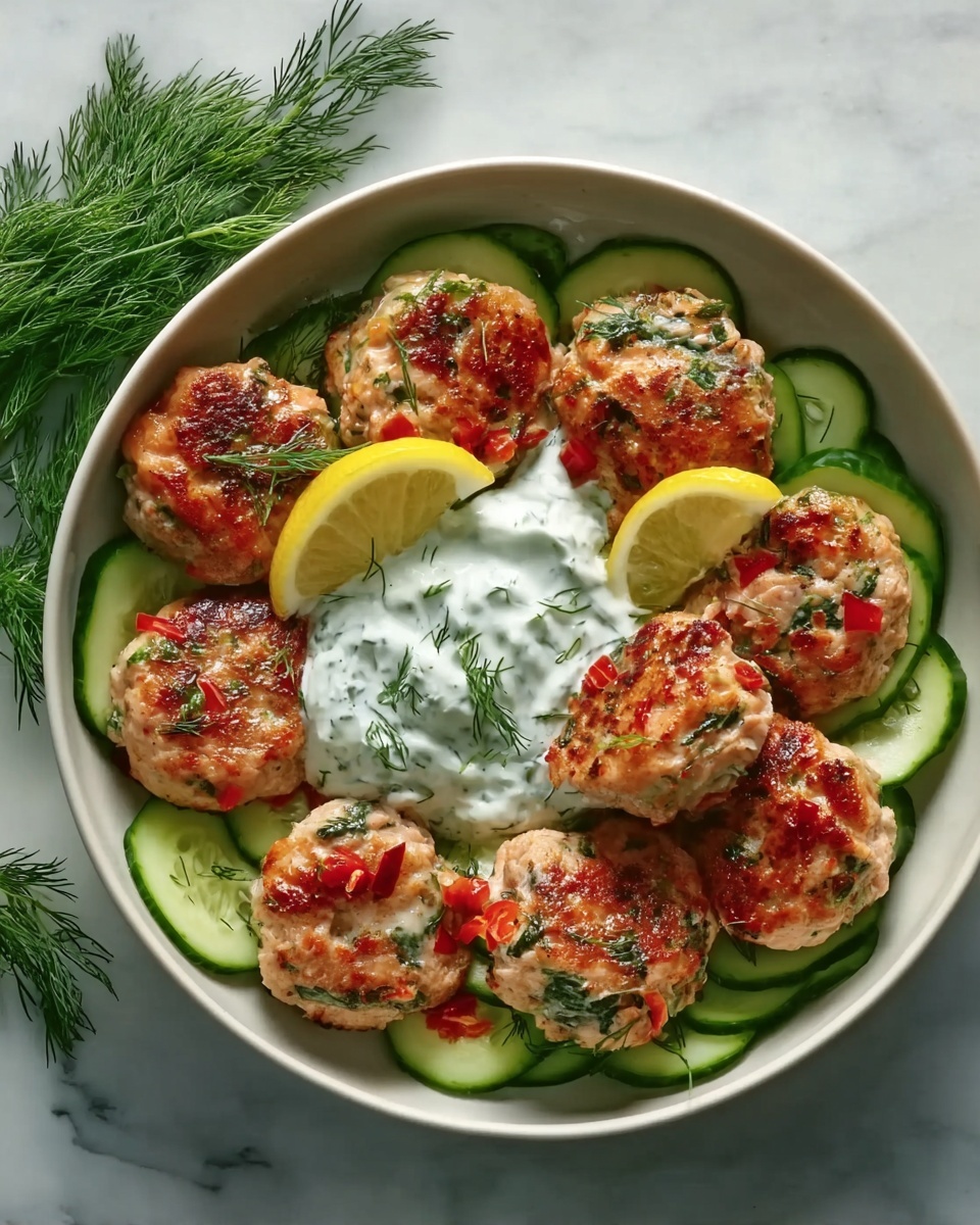 Greek Chicken Meatballs with Homemade Tzatziki Sauce Recipe - Recipe Image