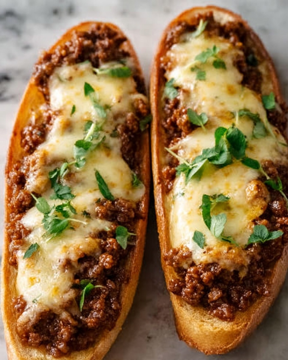 Cheesy Garlic Bread Sloppy Joe Melts Recipe - Recipe Image
