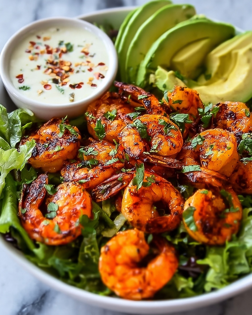 Hot Honey Blackened Shrimp Caesar Salad Recipe - Recipe Image