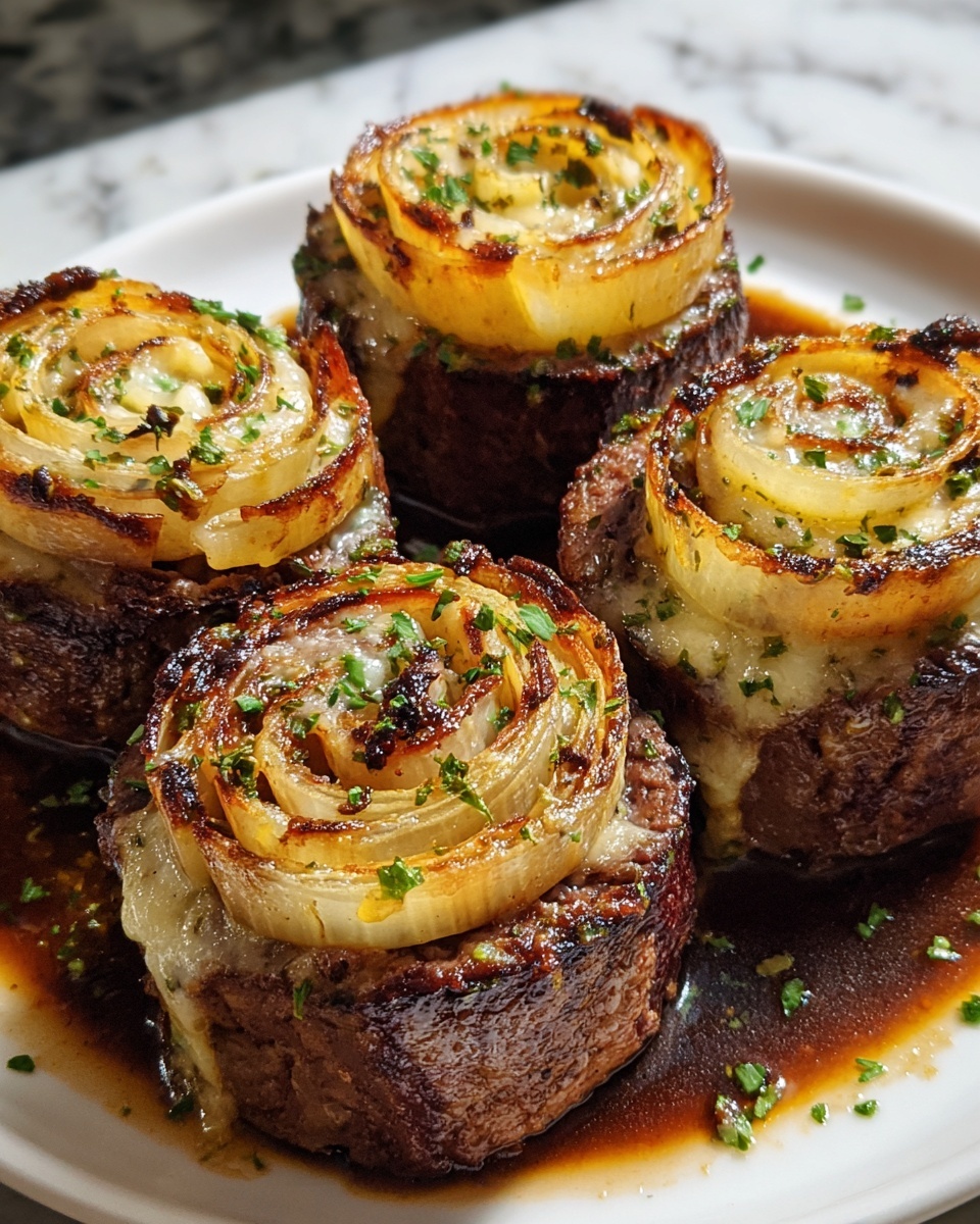 French Onion Steak Pinwheels Recipe - Recipe Image