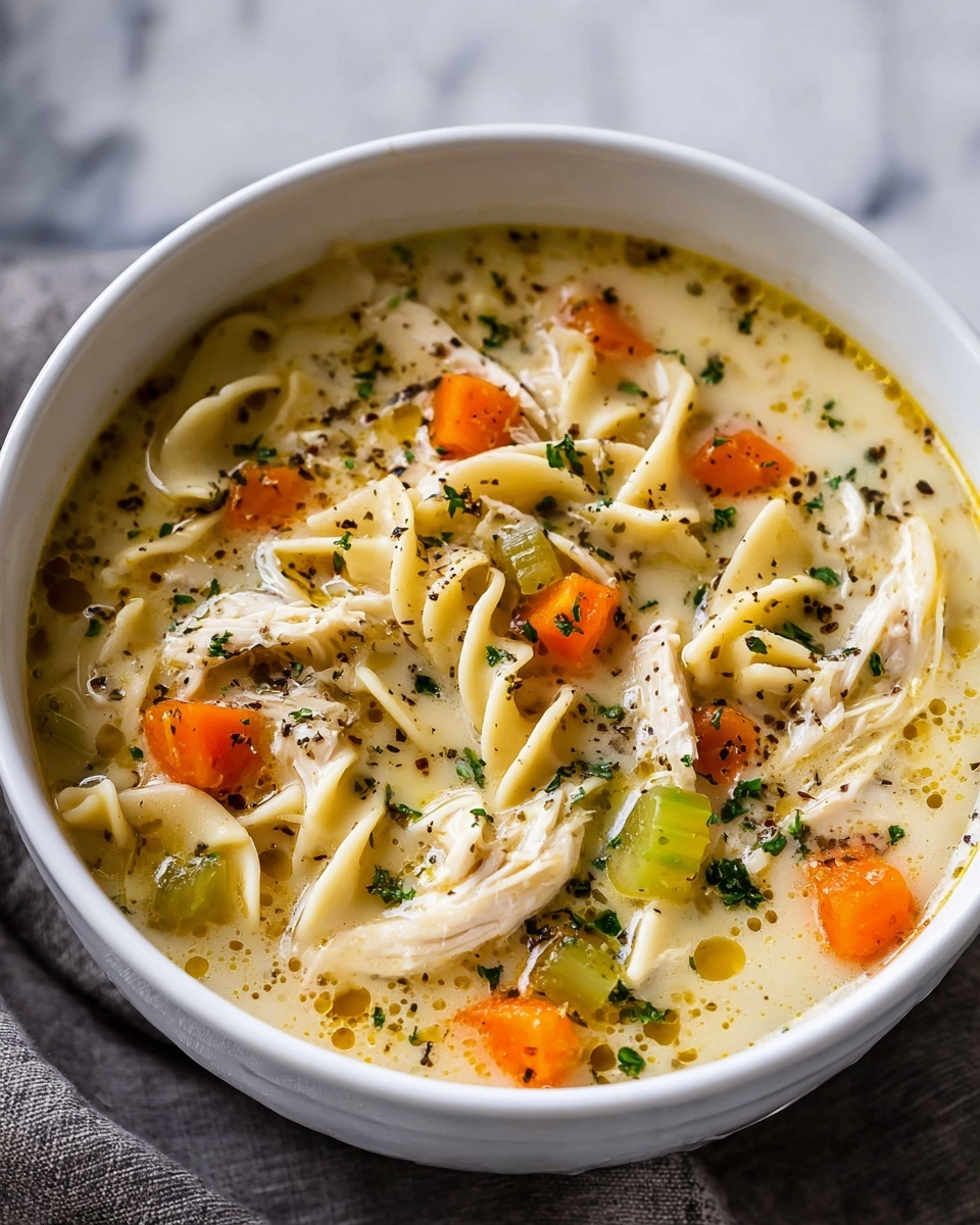 Creamy Lemon Chicken Noodle Soup Recipe - Recipe Image