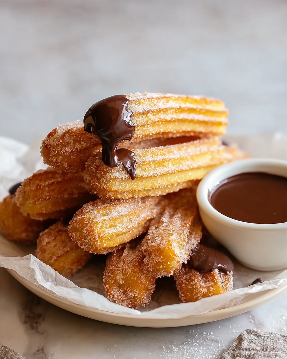 Easy Homemade Churros with Chocolate Sauce Recipe - Recipe Image