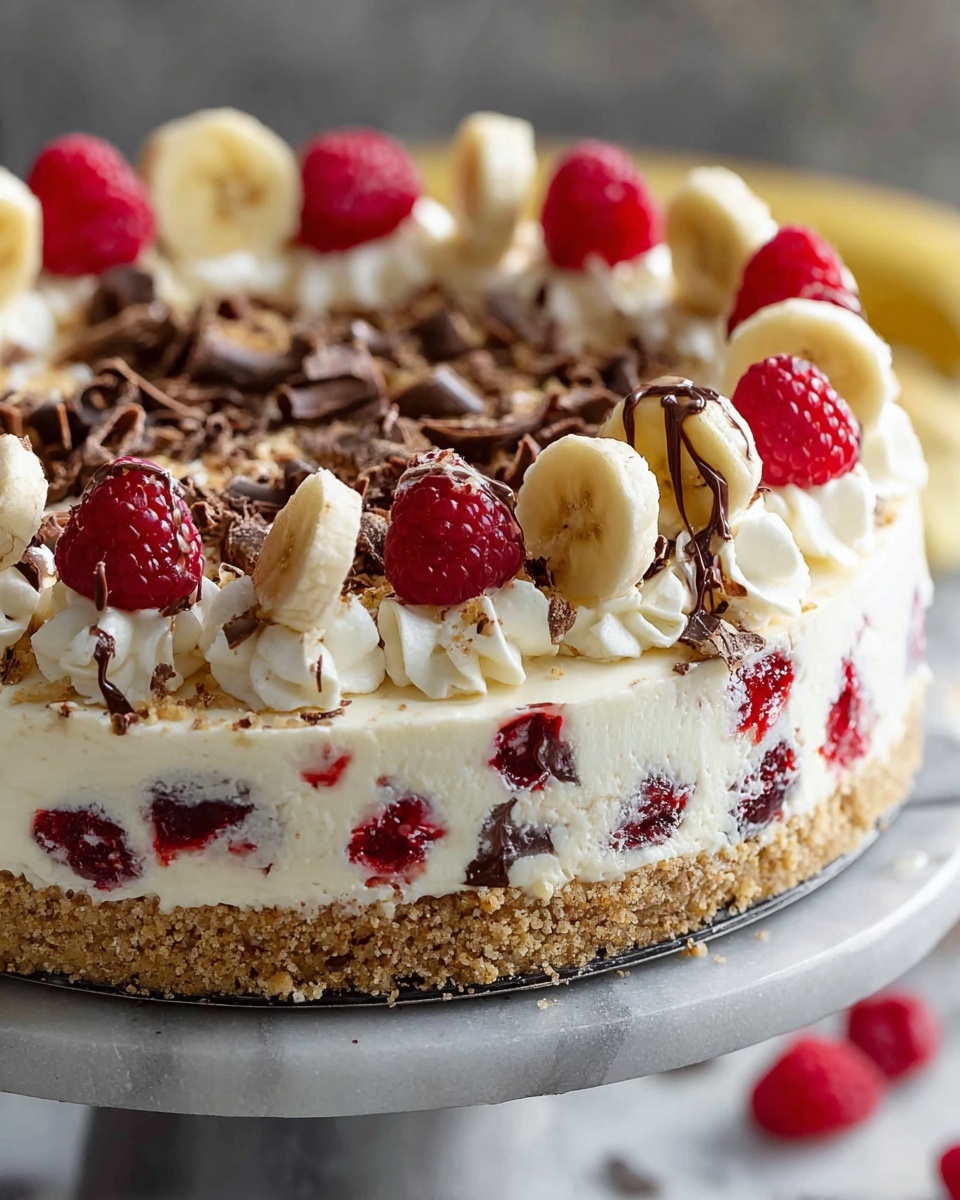 No-Bake Banana Split Cheesecake Recipe - Recipe Image