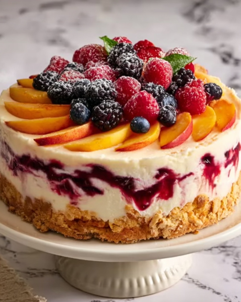 Berry and Peach Cheesecake Recipe - Recipe Image