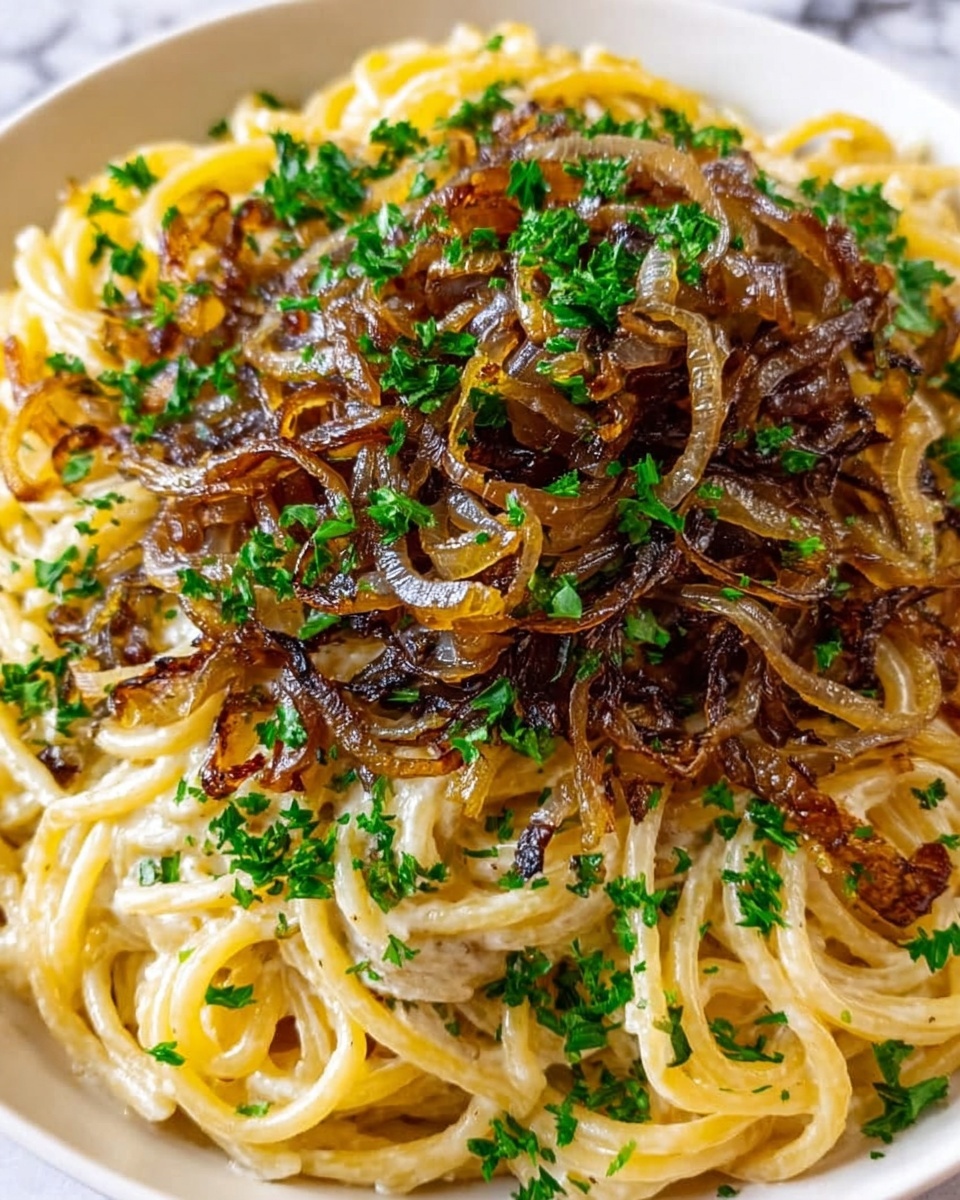 Vegan Caramelized Onion Pasta Recipe - Recipe Image