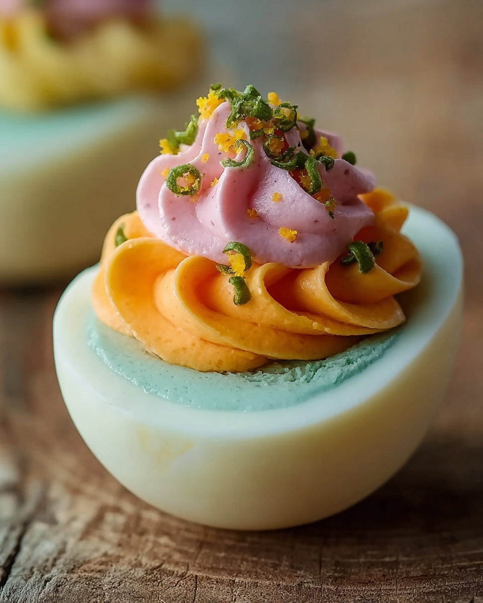 Easter Deviled Eggs with Pastel Coloring Recipe - Recipe Image