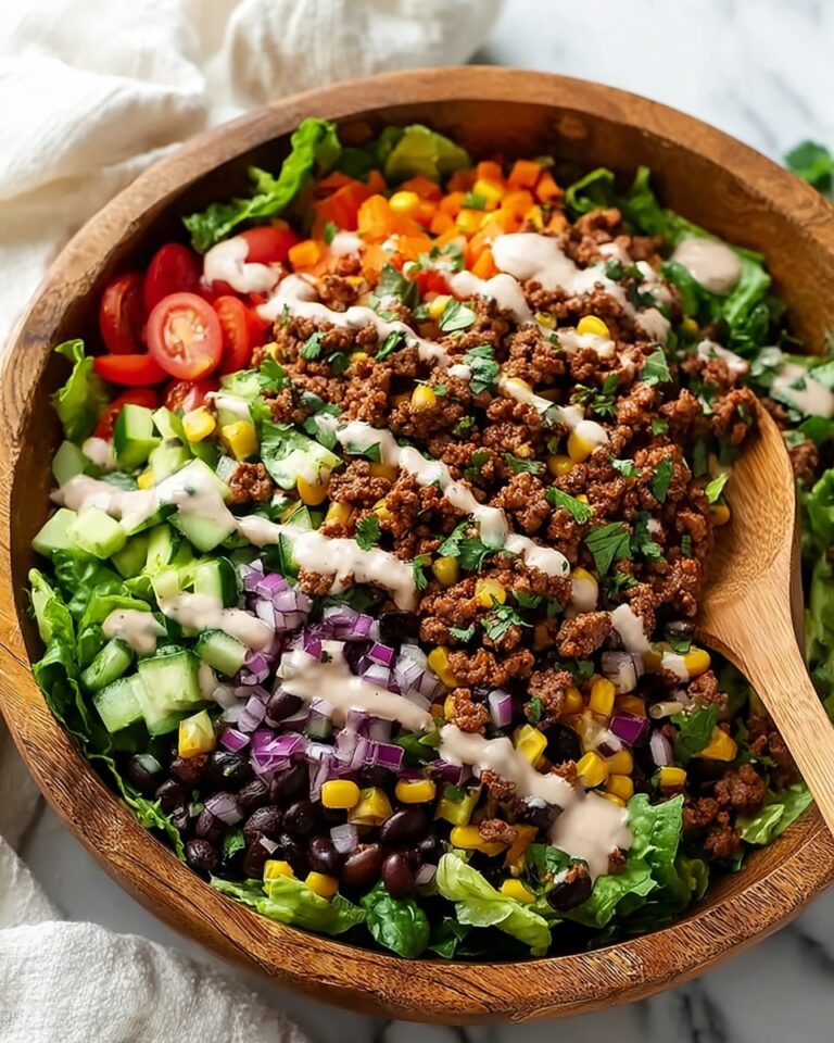 Ground Beef Salad with Lettuce, Cherry Tomatoes, and Avocado Recipe