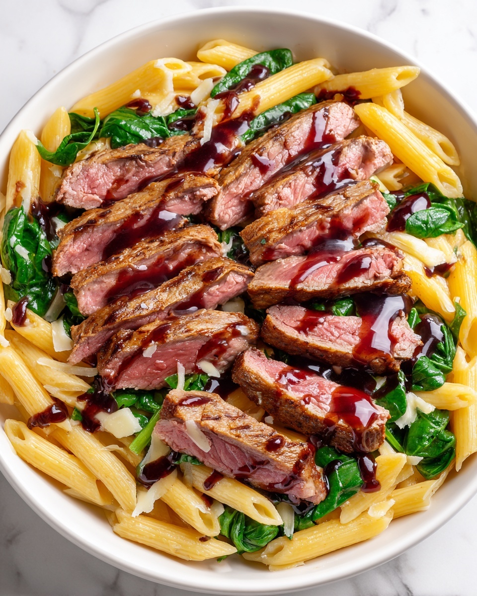 Steak Pasta with Creamy Garlic Sauce Recipe - Recipe Image