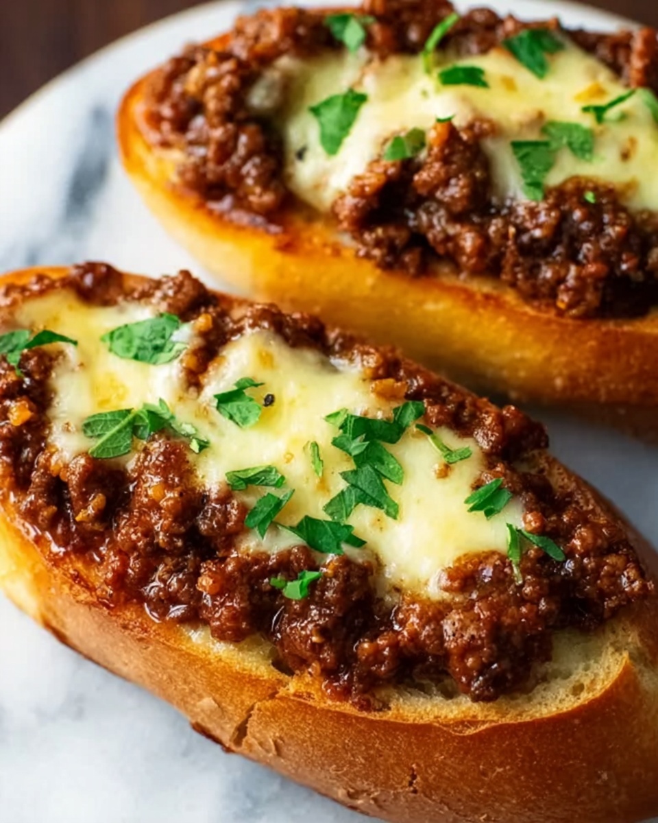 Cheesy Garlic Bread Sloppy Joe Melts Recipe - Recipe Image