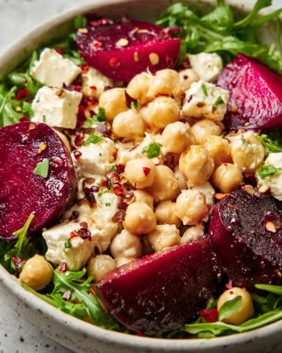 Chickpea, Beet & Feta Salad with Lemon-Garlic Vinaigrette Recipe - Recipe Image