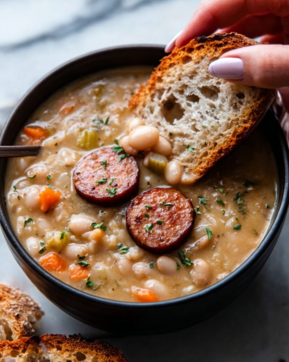 Creamy Bean Soup with Kielbasa Recipe - Recipe Image