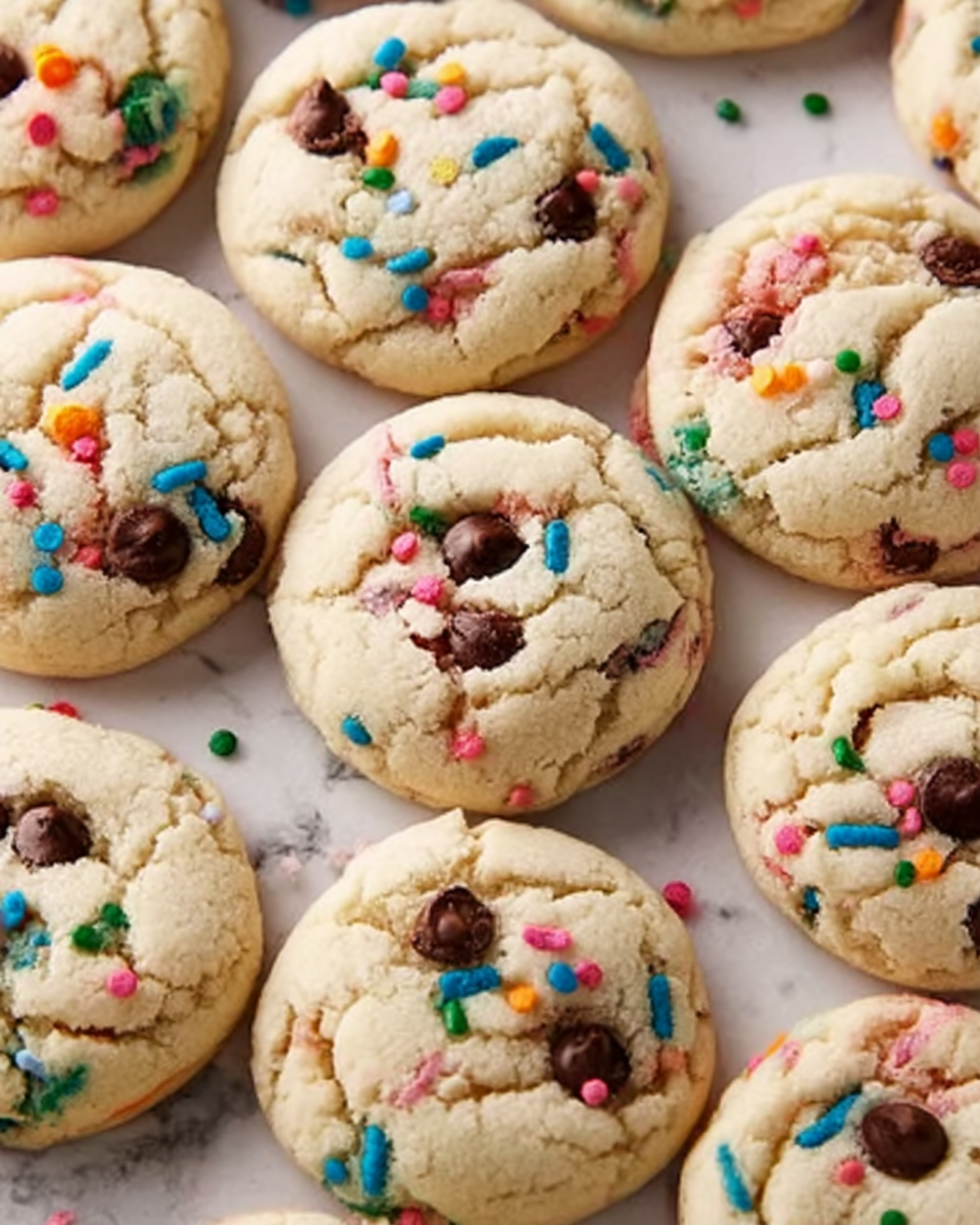Cake Batter Chocolate Chip Cookies Recipe - Recipe Image