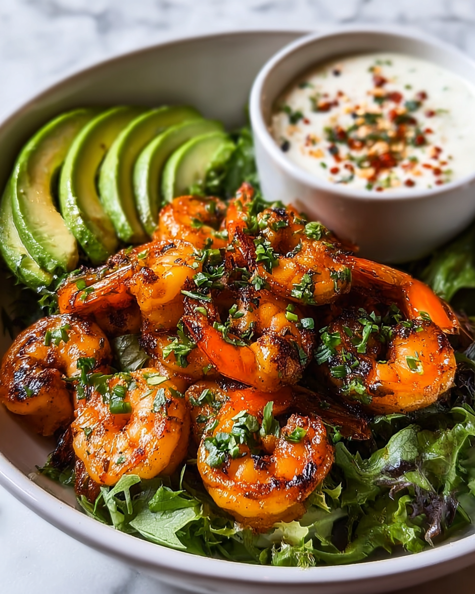 Hot Honey Blackened Shrimp Caesar Salad Recipe - Recipe Image