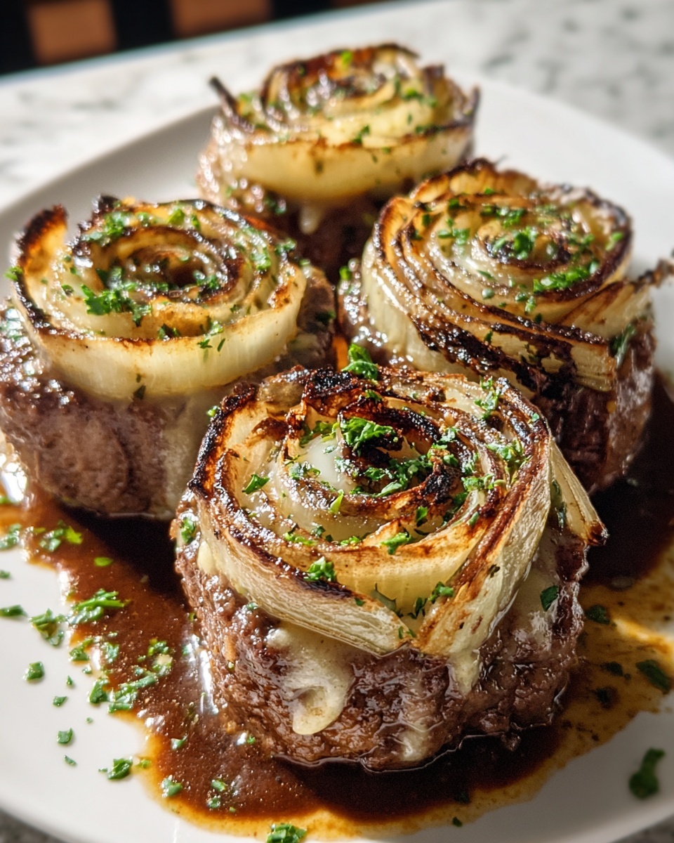French Onion Steak Pinwheels Recipe - Recipe Image