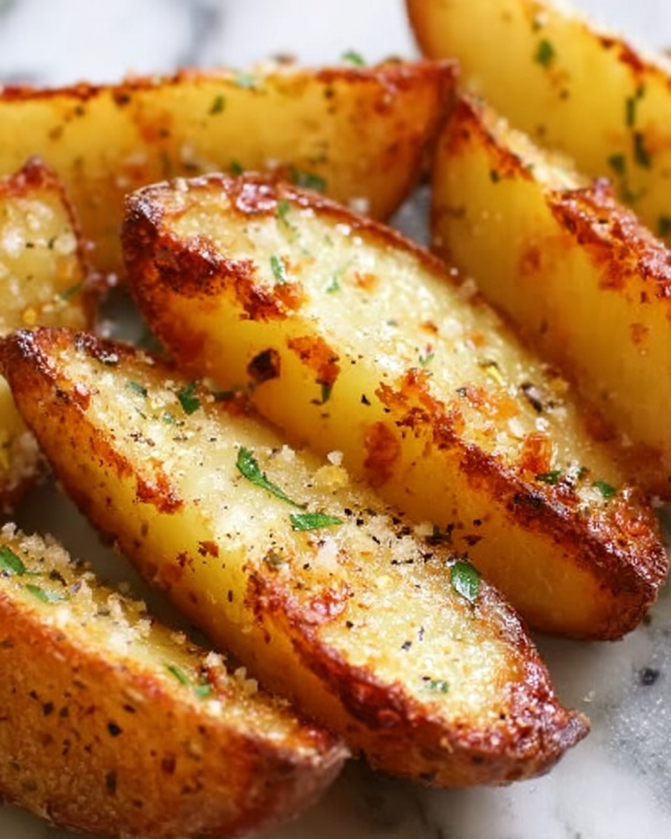 Baked Garlic Parmesan Potato Wedges Recipe - Recipe Image