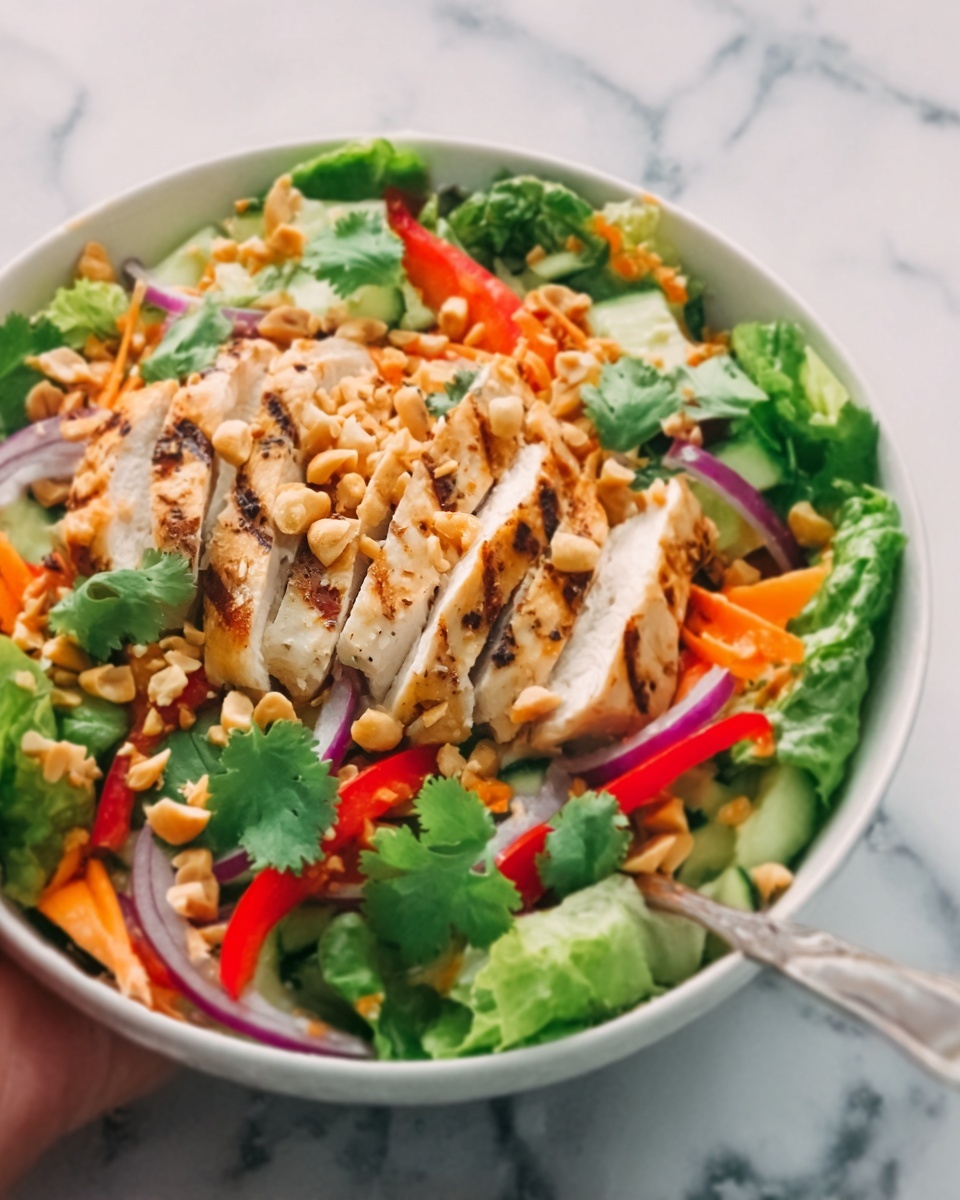 Thai Chicken Salad with Cilantro, Mint, and Peanut Dressing Recipe - Recipe Image