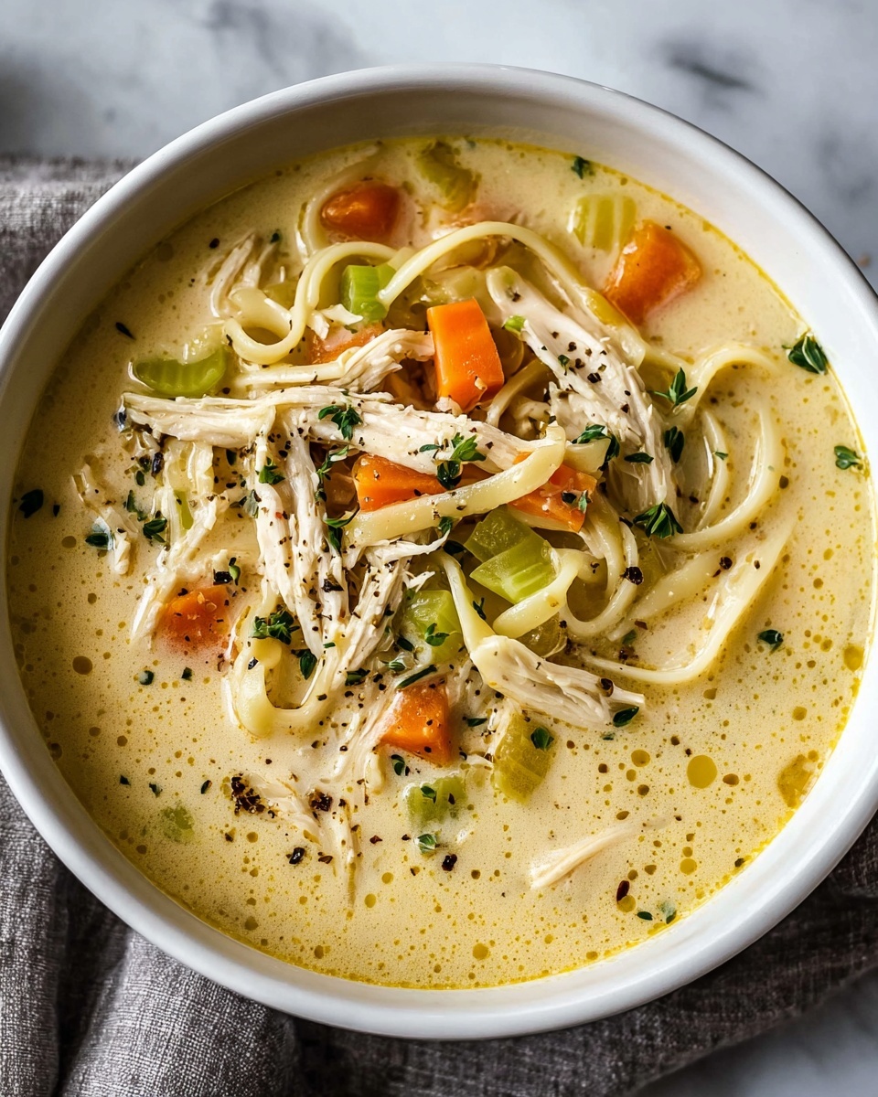 Creamy Lemon Chicken Noodle Soup Recipe - Recipe Image