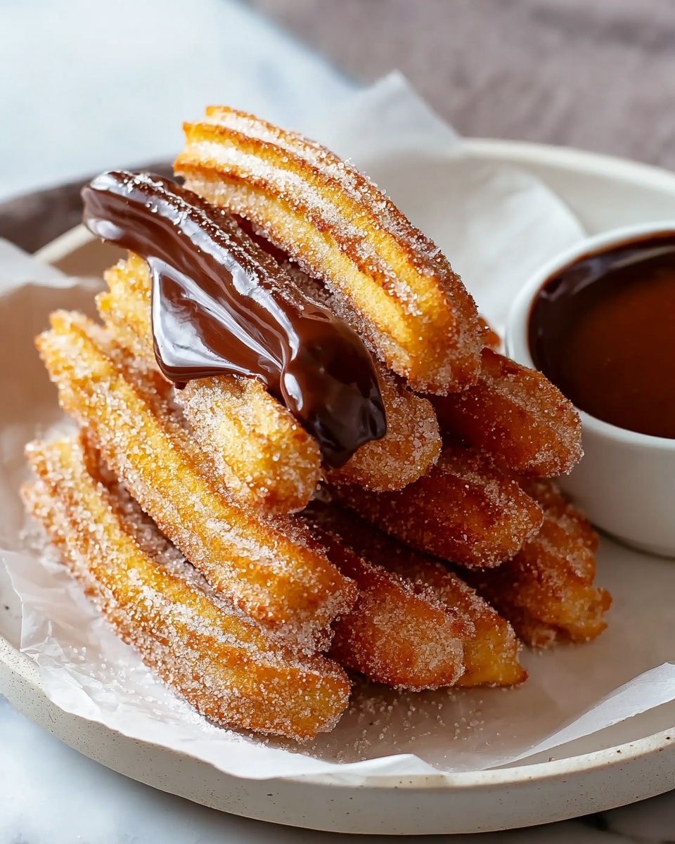 Easy Homemade Churros with Chocolate Sauce Recipe - Recipe Image