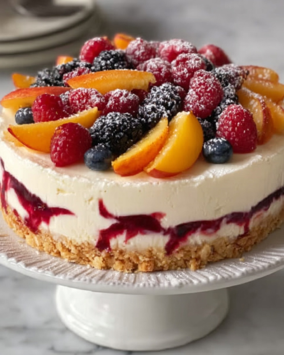 Berry and Peach Cheesecake Recipe - Recipe Image
