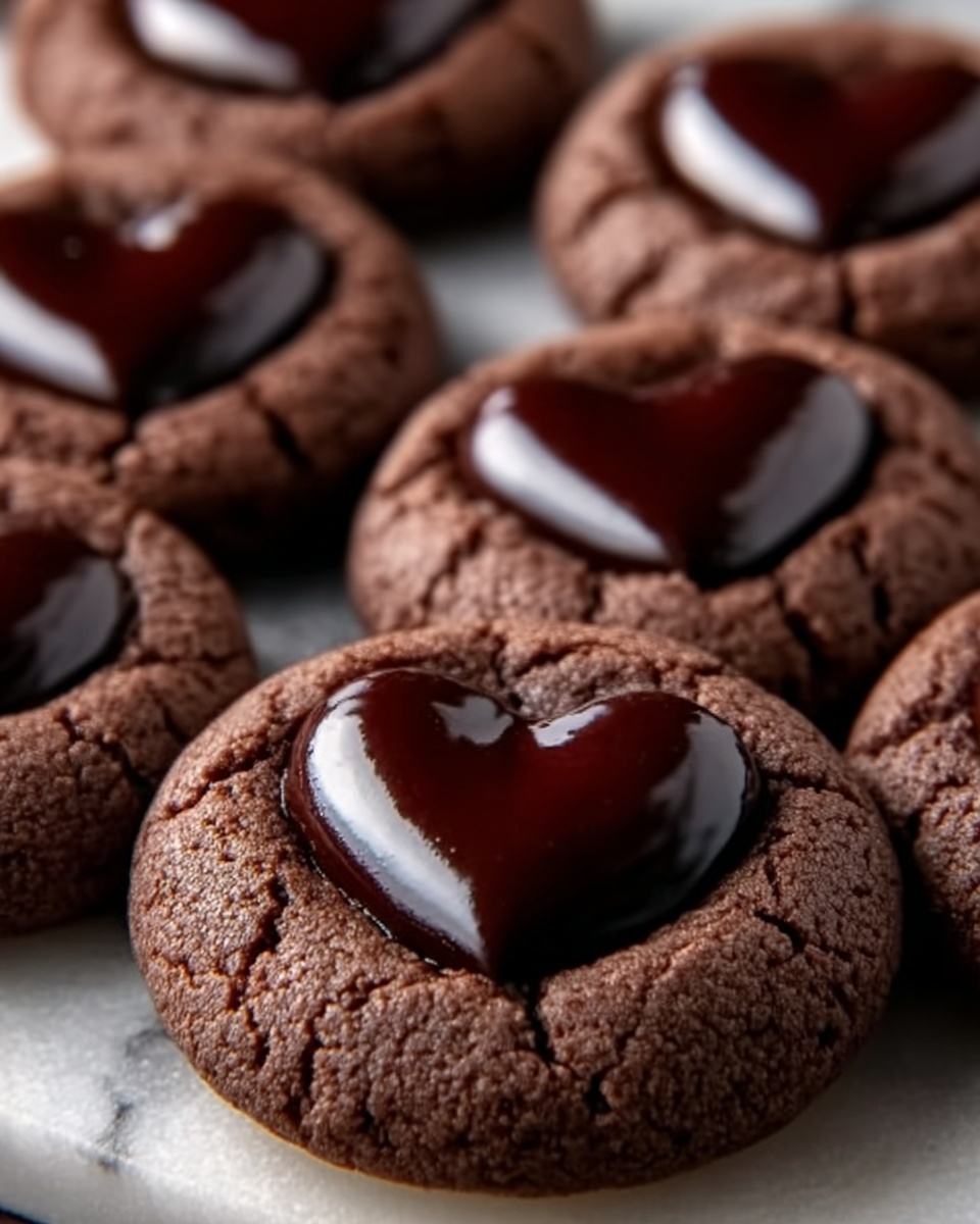 Heart-Shaped Chocolate Thumbprint Cookies Recipe - Recipe Image