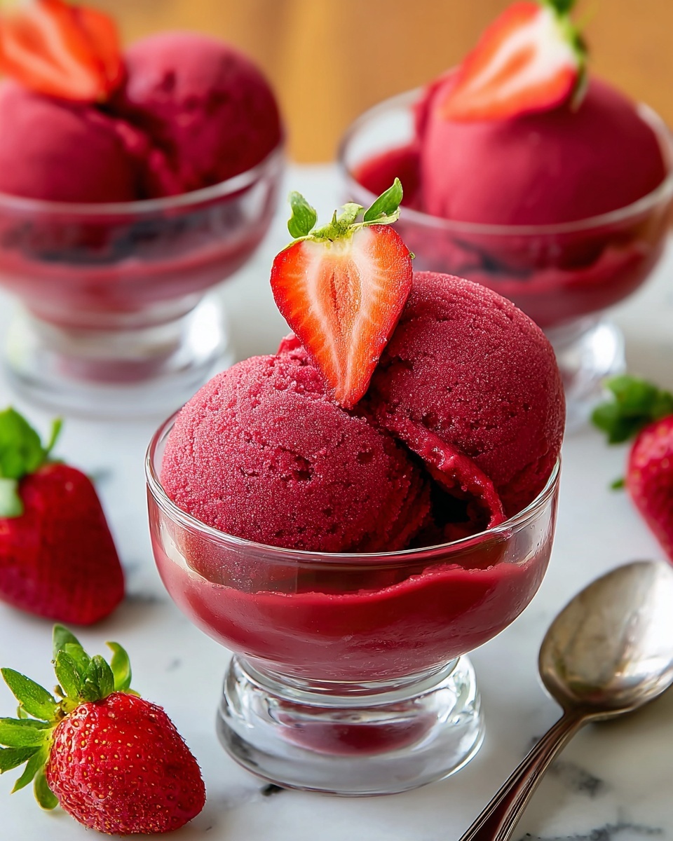 Homemade Strawberry Sorbet Recipe - Recipe Image