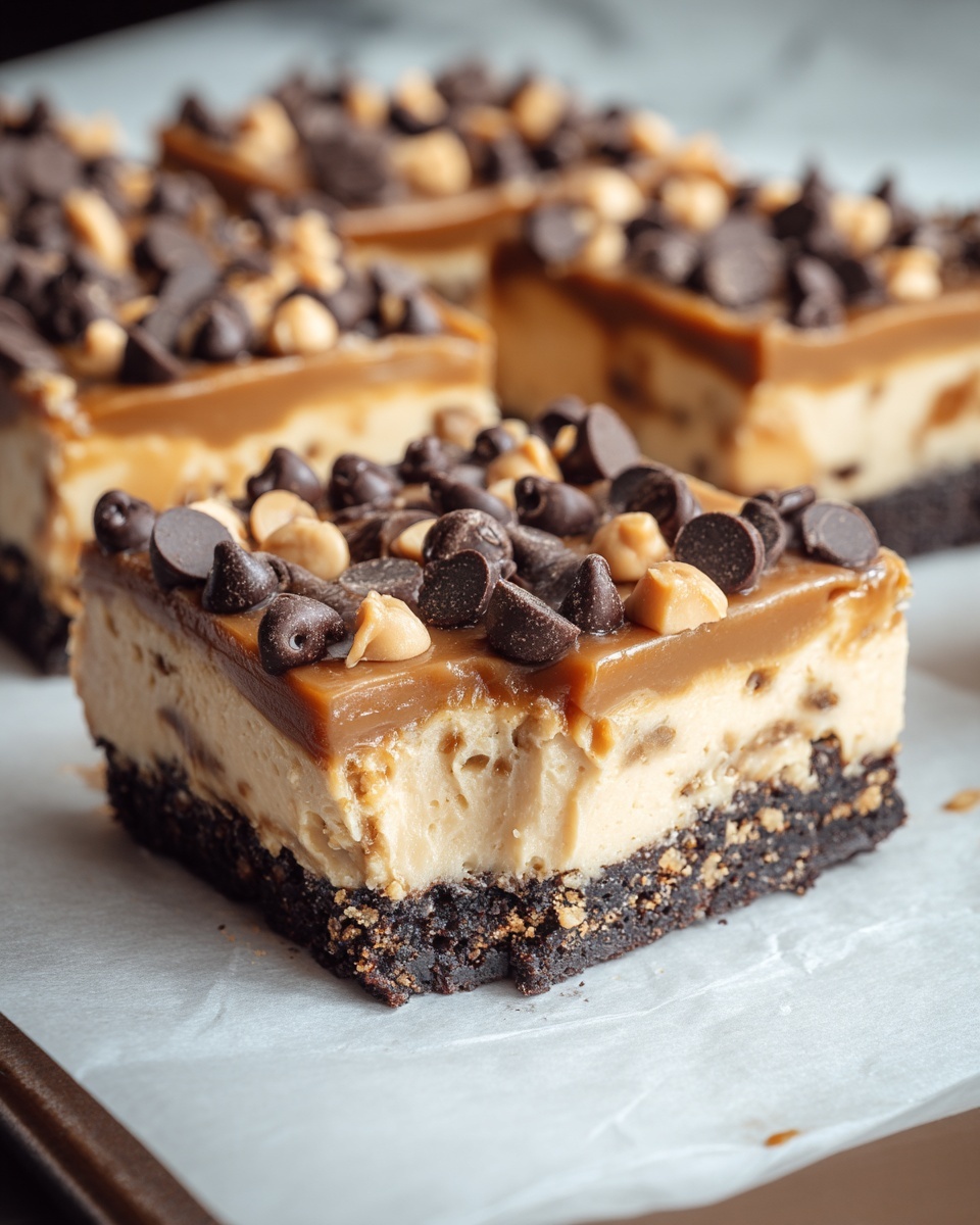 Chocolate Peanut Butter Cheesecake Bars Recipe - Recipe Image