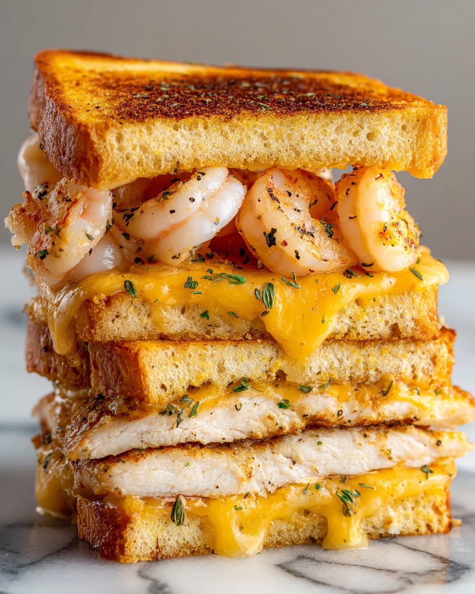 Ultimate Shrimp Grilled Cheese with Garlic Bread Recipe - Recipe Image