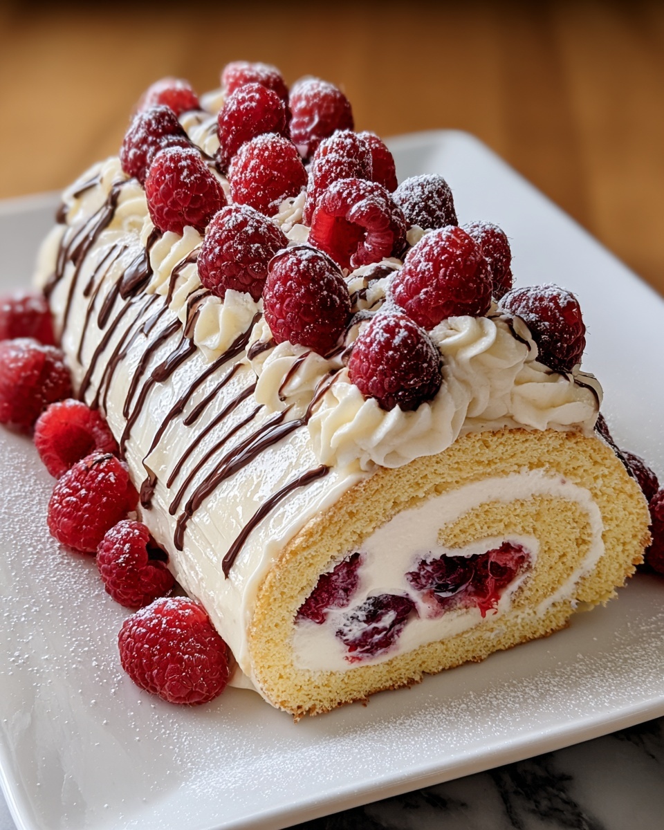 Raspberry White Chocolate Cake Roll Recipe - Recipe Image