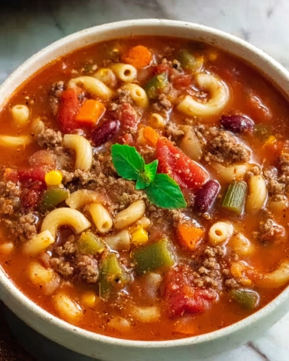 Beef & Tomato Macaroni Soup Recipe - Recipe Image