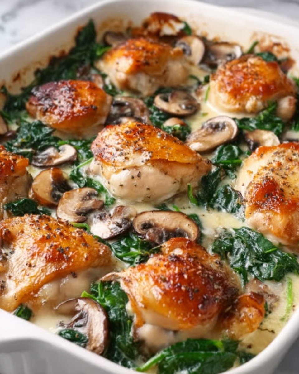 Chicken, Spinach, and Mushroom Low-Carb Oven Bake Recipe - Recipe Image