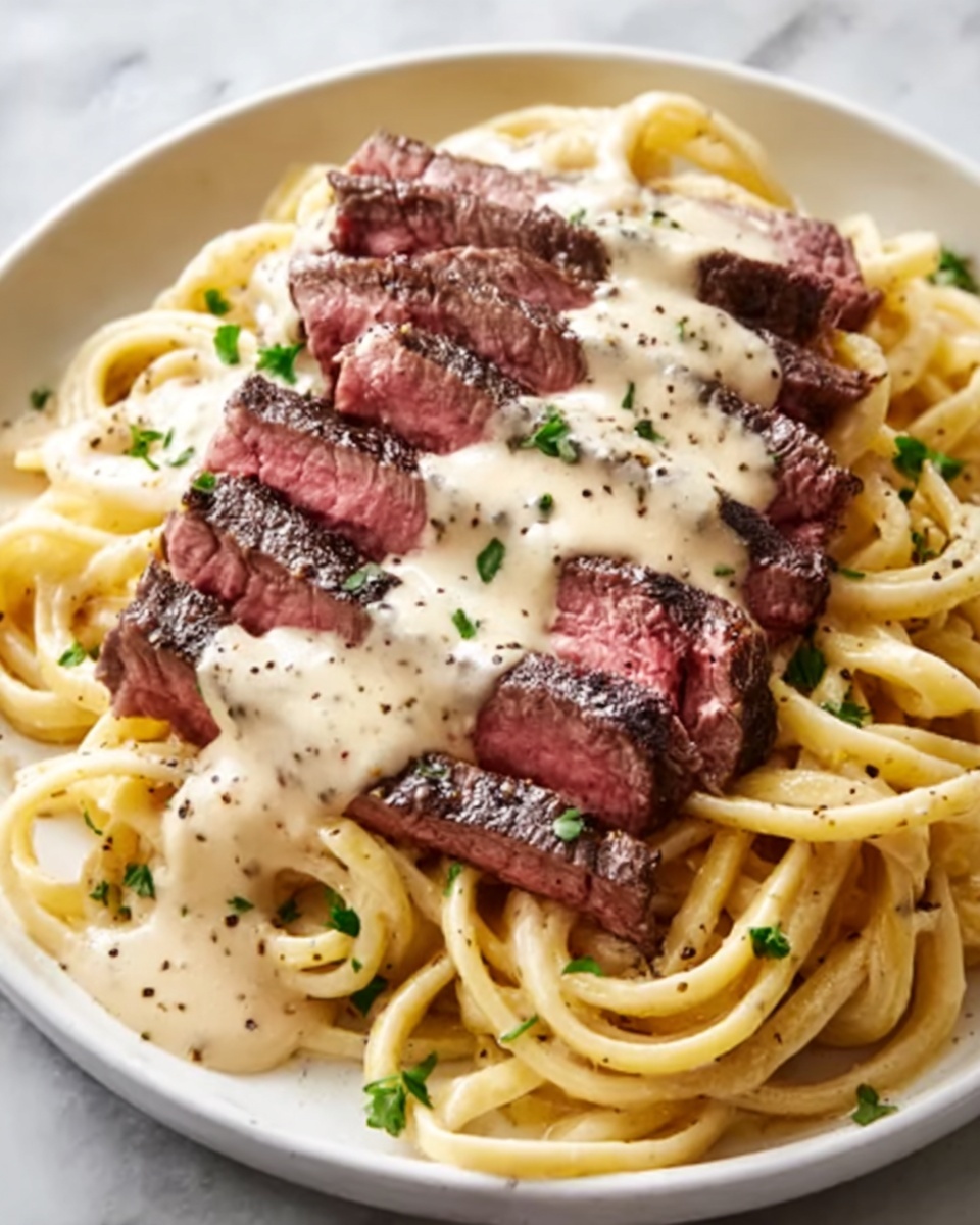 Creamy Cajun Steak Alfredo Recipe - Recipe Image