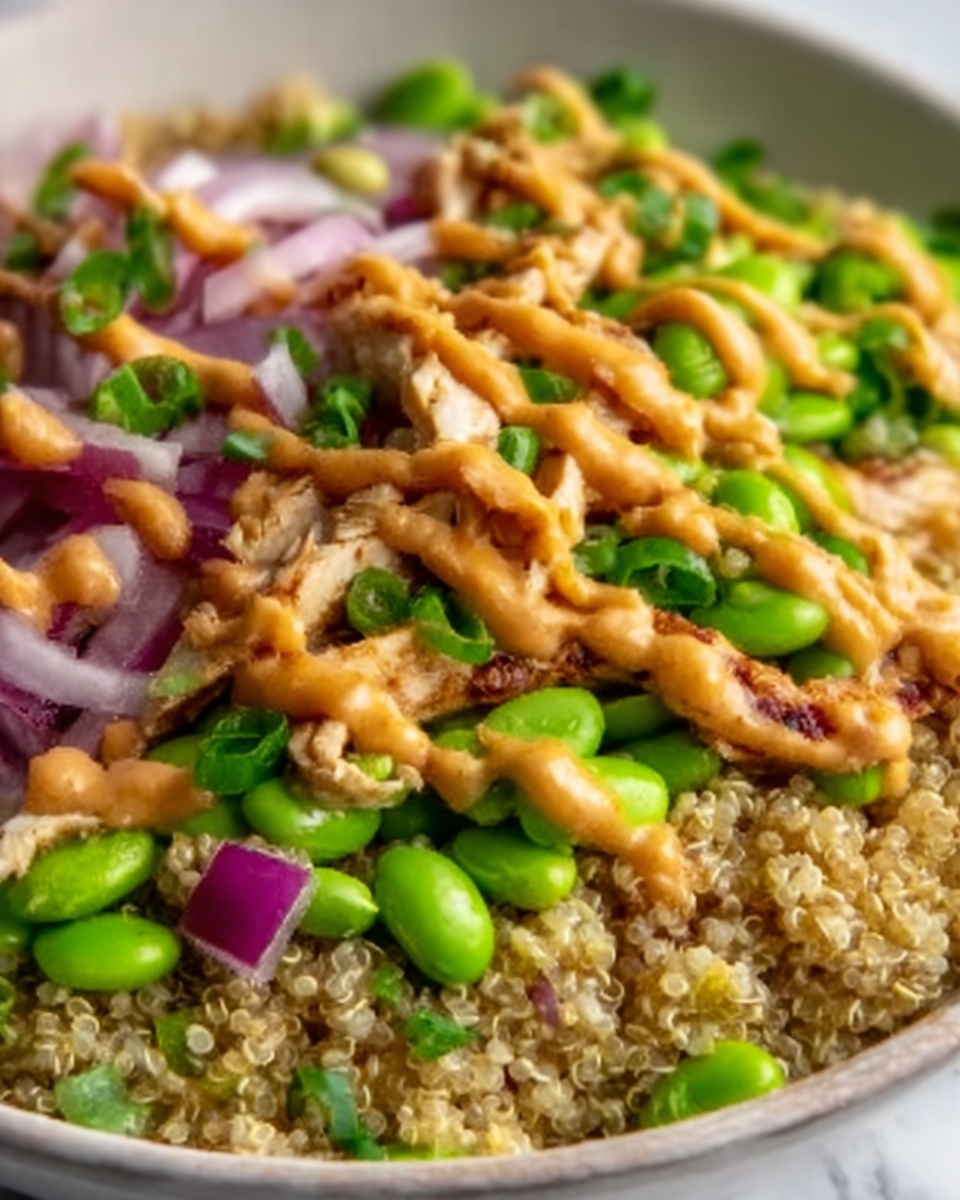 Quinoa Edamame Salad With Creamy Peanut Dressing Recipe - Recipe Image