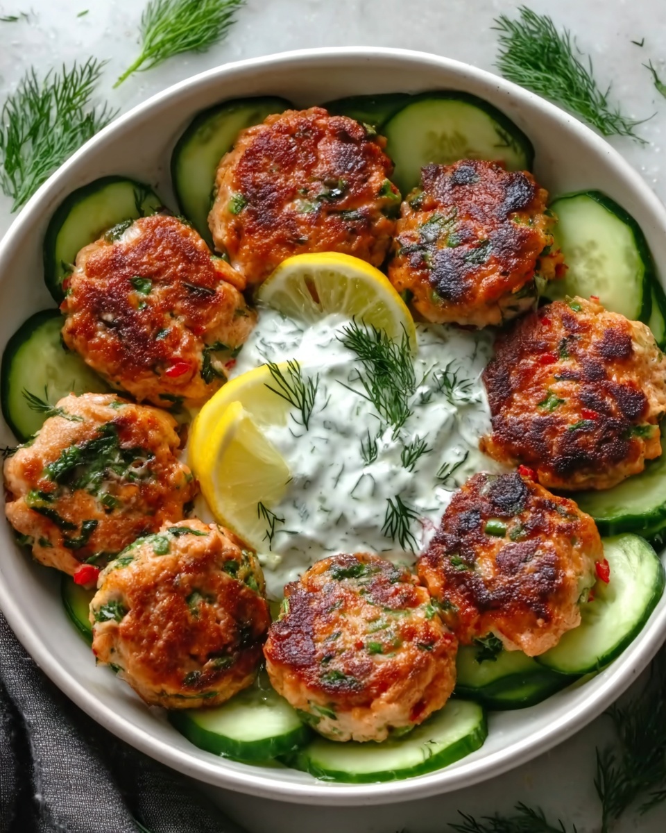 Greek Chicken Meatballs with Homemade Tzatziki Sauce Recipe - Recipe Image