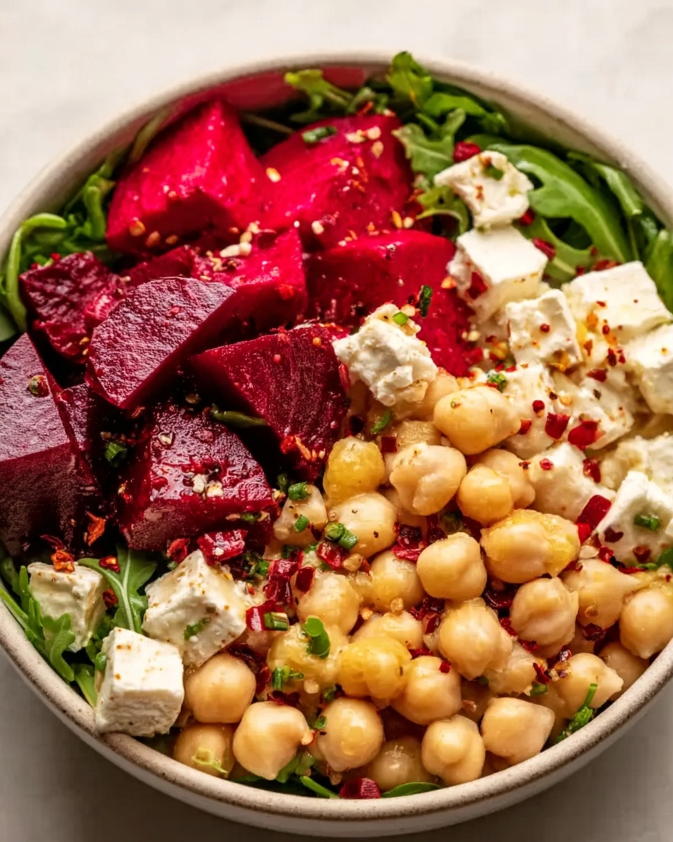Chickpea, Beet & Feta Salad with Lemon-Garlic Vinaigrette Recipe - Recipe Image