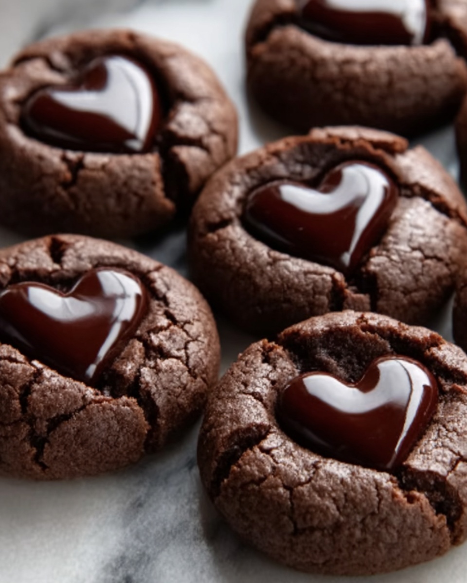 Heart-Shaped Chocolate Thumbprint Cookies Recipe - Recipe Image