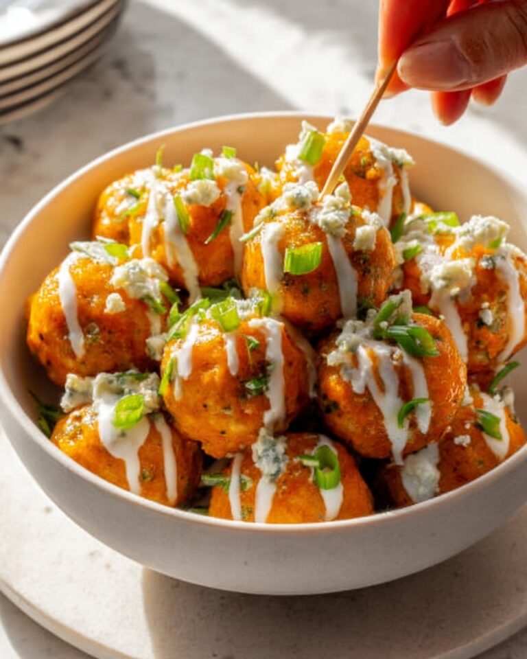 Buffalo Chicken Meatballs with Bleu Cheese Yogurt Dip Recipe